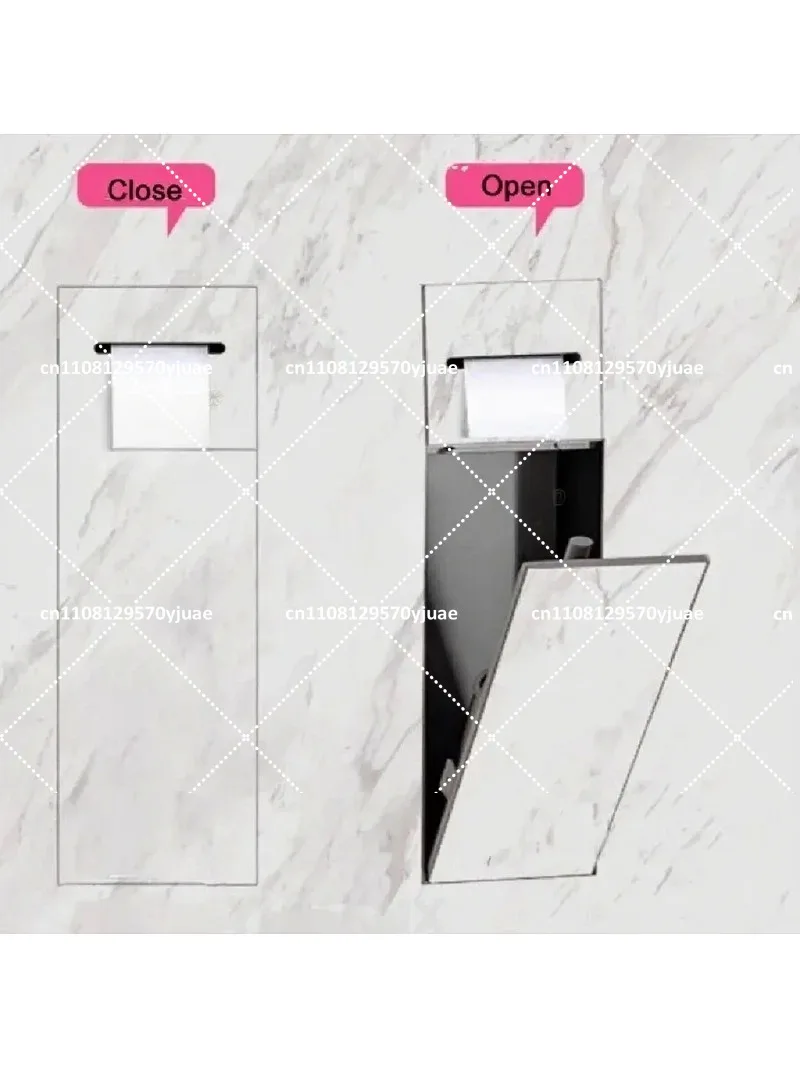 Concealed Toilet Brush Set with Tissue Box for Bathroom Wall Mounted Niche, Up and Down Open Design for Hotel Apartment
