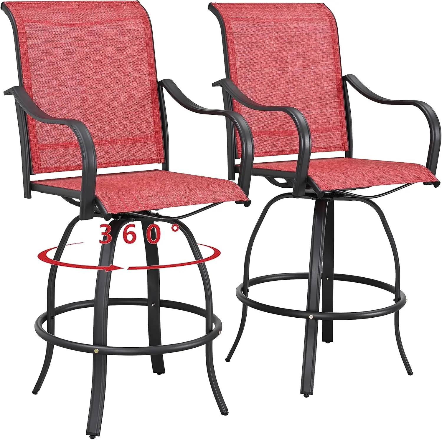 

Patio Swivel Bar Stools Outdoor High Bistro Stools Height Chairs All Weather Garden Furniture Bar Dining Chair,Set of 2