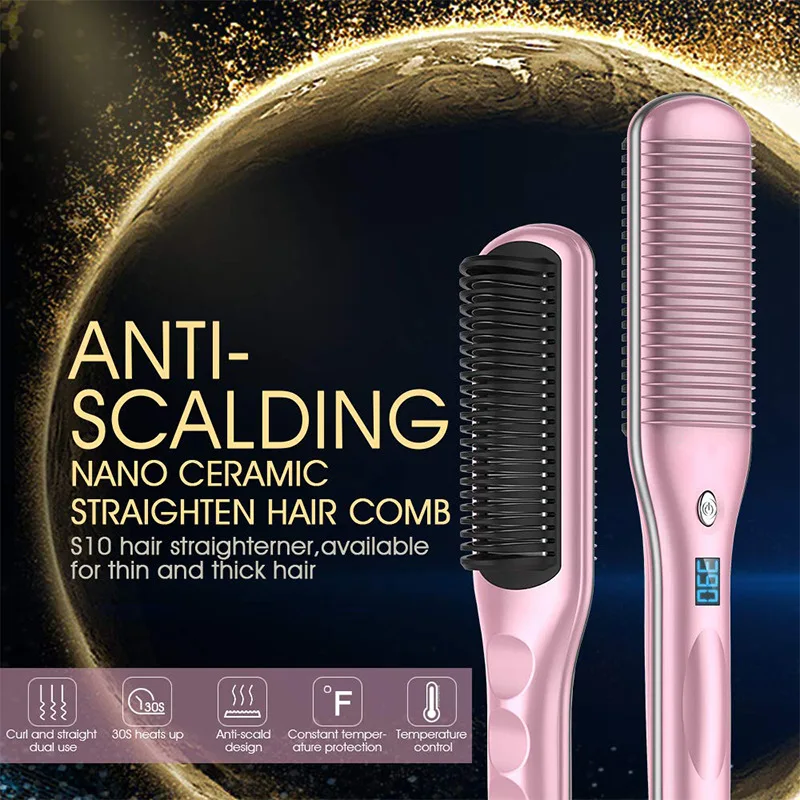 

Hair Curler And Straightener Dual-use Straight Comb Electric Hair Straightener