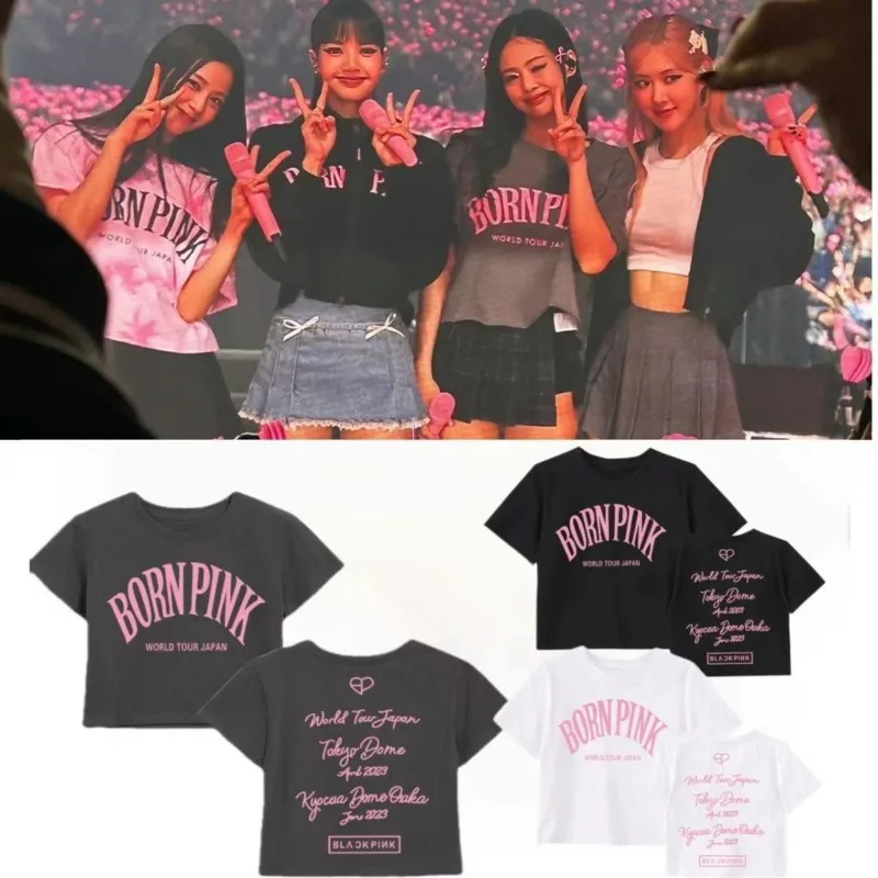 BLACK Japanese Tour Tokyo Dome 2023 BORN PINK Concert Surrounding The Same Short-sleeved High-quality Cotton T-shirt