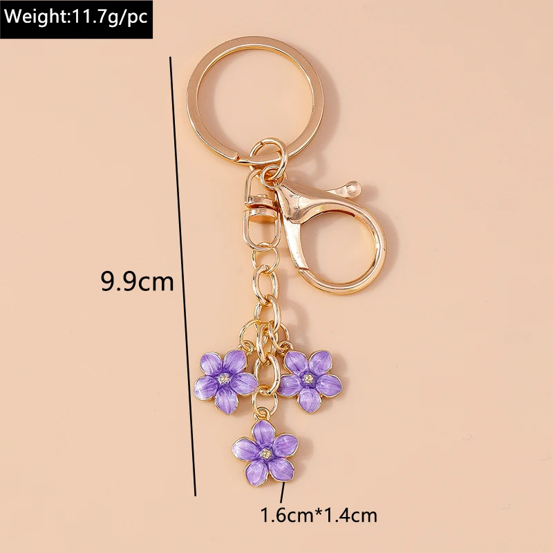 Fashion Colorful Flower Keychain for Women Men Car Key Handbag Purse Pendant Keyrings Accessories DIY Jewelry Gifts