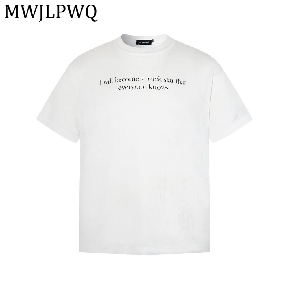 

MWJLPWQ Простая футболка с принтом букв, мужская футболка в американском уличном стиле, повседневная свободная футболка с круглым вырезом и короткими рукавами на лето 14107