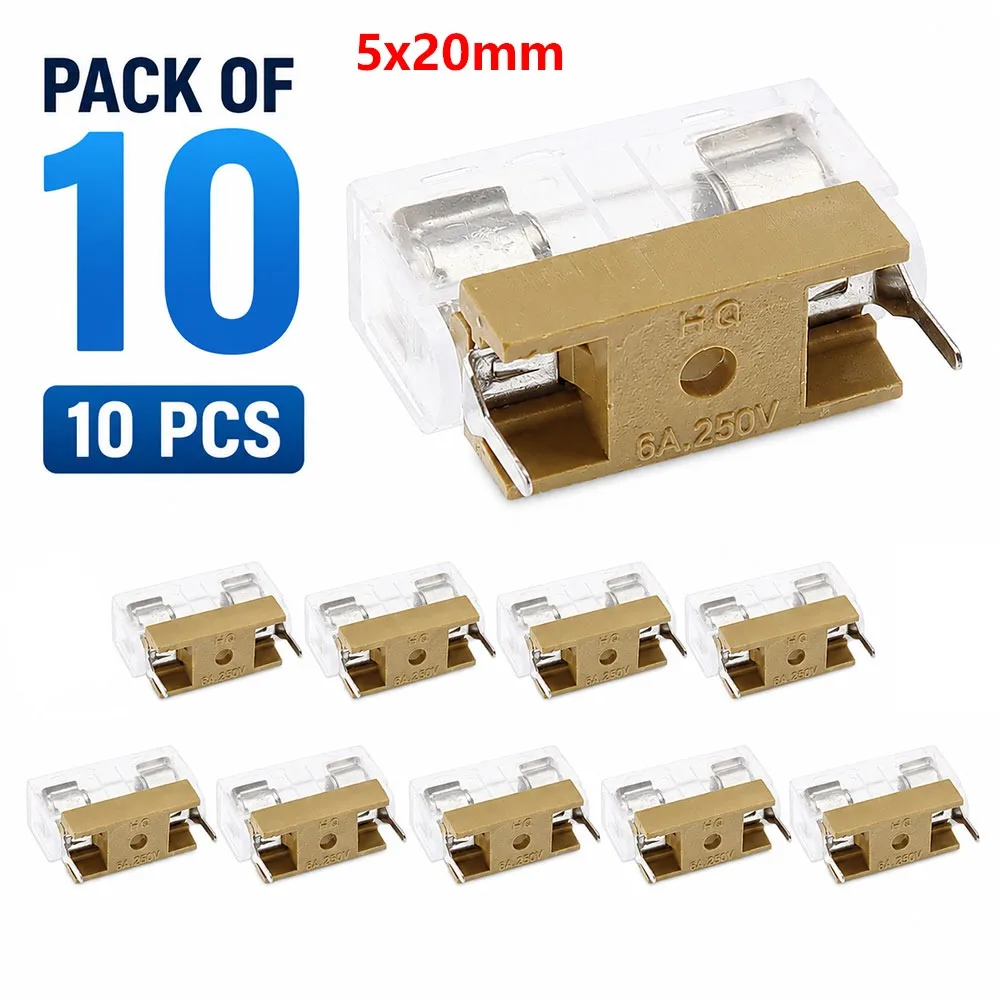 10Pcs/Set 5x20mm 6x30mm Glass Fuse Holder 6A 10A AC250V Fuse Holder With Cover Transparent Cover High Breaking Capacity