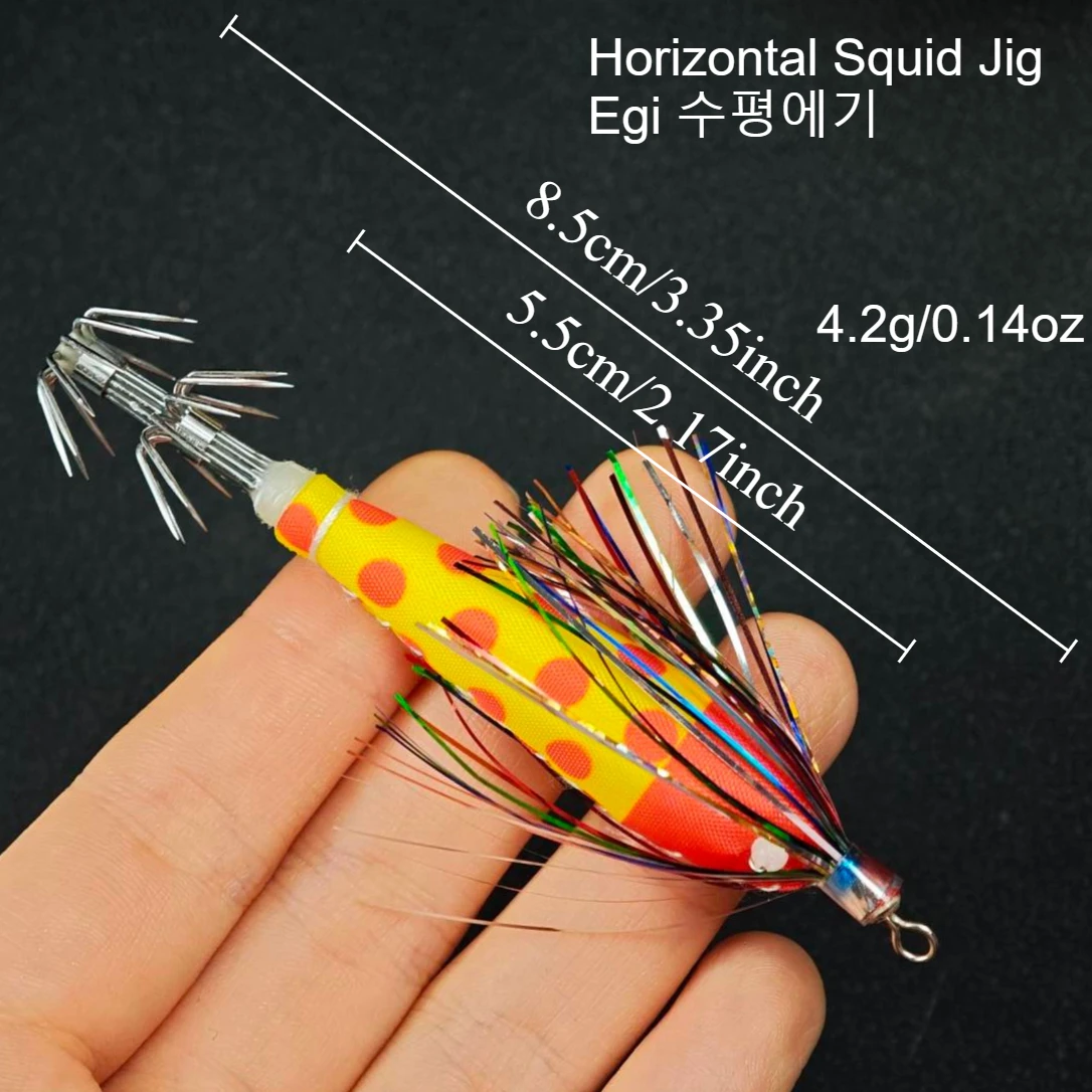 5pcs Glow Horizontal Squid Jig Egi Set 8.5cm Flash Tinsel Wood Shrimp Lure Luminous Octopus Cuttlefish Bait Sea Fishing Tackle gallery 3