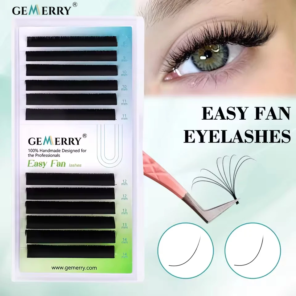 GEMERRY Easy Fans Auto Blooming Flower False D Curl Eyelash Extensions Supplies Faux Mink Eyelashes Fanning Cils Lashes