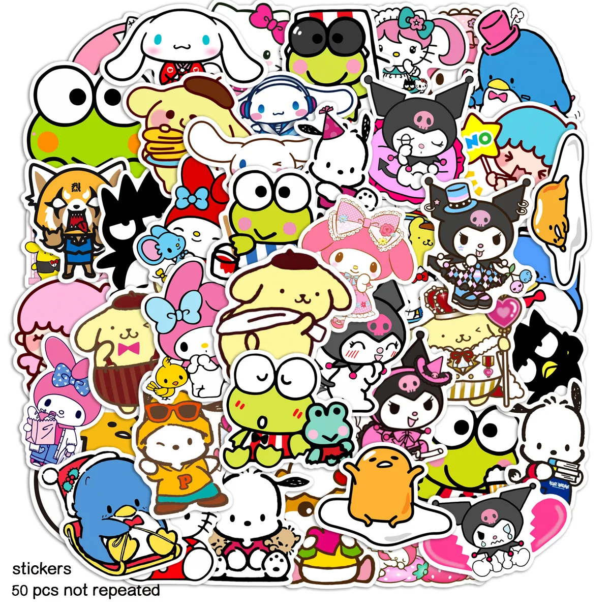 

50pcs Sanrio Mixed Graffiti Stickers Kawaii Cartoon Kulomi & Classic Characters Waterproof Decals For Laptop Phone Diy Luggage