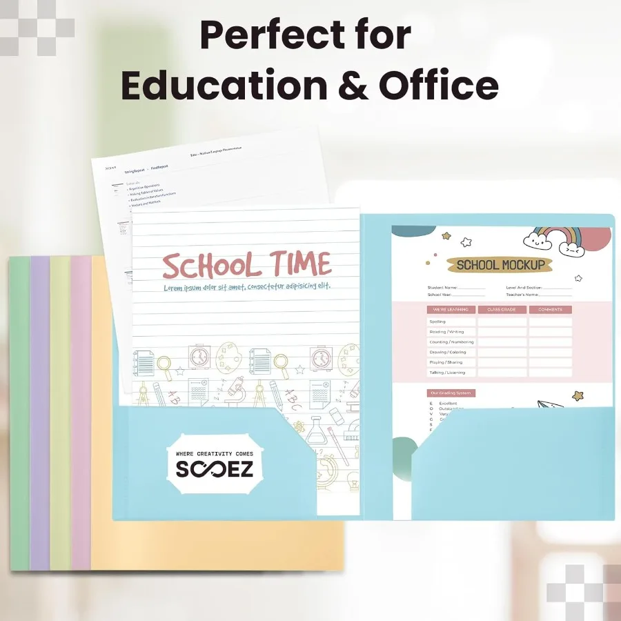 6 حزمة المجلدات مع الأواني ألوان الباستيل الثقيلة وعاء مجلد المجلدات البلاستيكية مع الأواني 2 وعاء مجلد مجلد الملفات الجمالية السائبة B