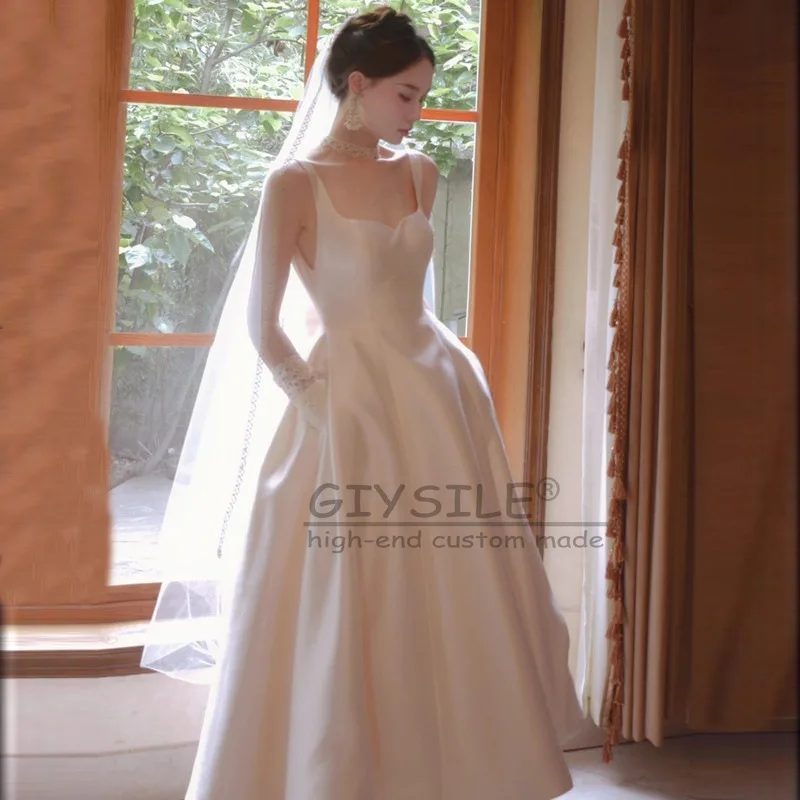 

GIYSILE Customized fashion sexy Sleeveless New Bridal Sling for Light Wedding Dress; Welcome-out Yarn with High-grade Satin Tail