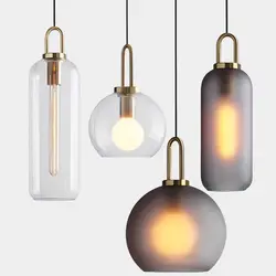 American loft industrial wind glass chandelier modern living room dining room lighting light luxury dining table bar lights