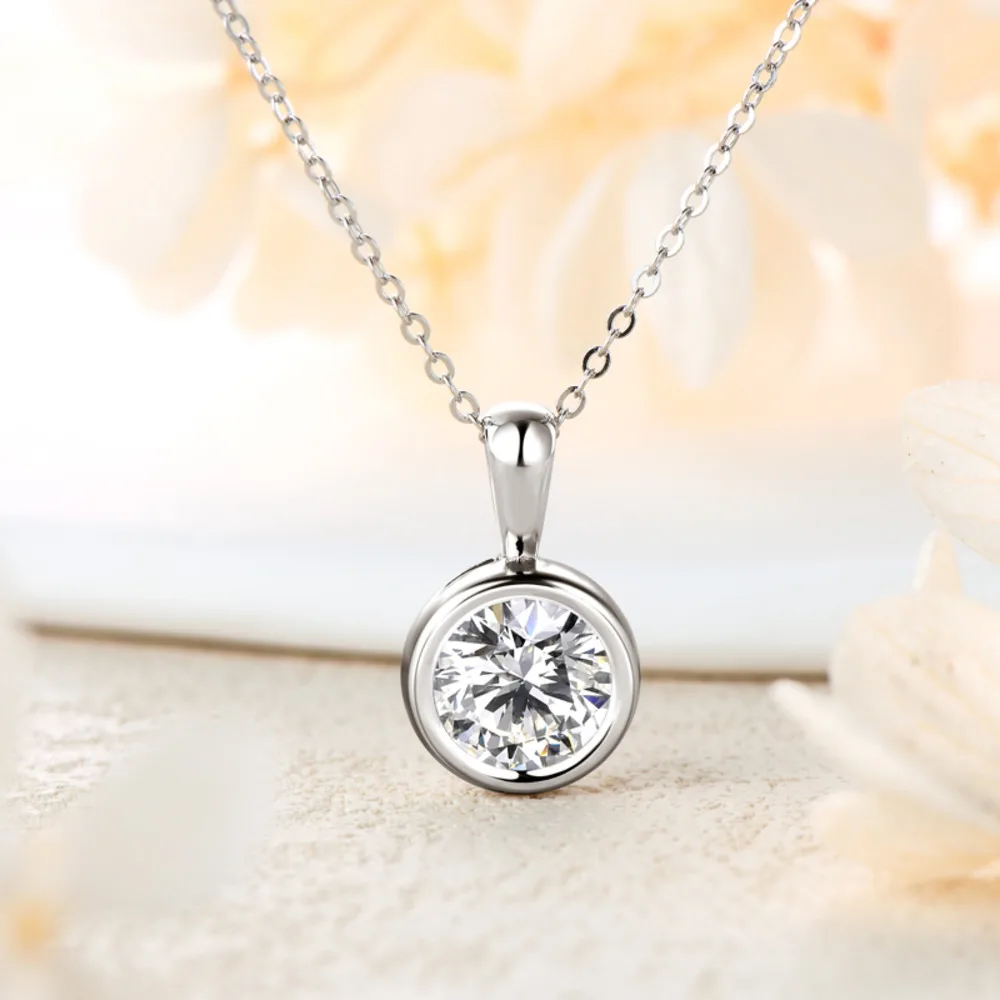 JoyceJelly 2ct Moissanit-Halskette für Frauen, S925-Sterlingsilber-Anhänger, Schlüsselbeinkette für Hochzeit, weiblicher Luxus-Halsschmuck – Detail 5