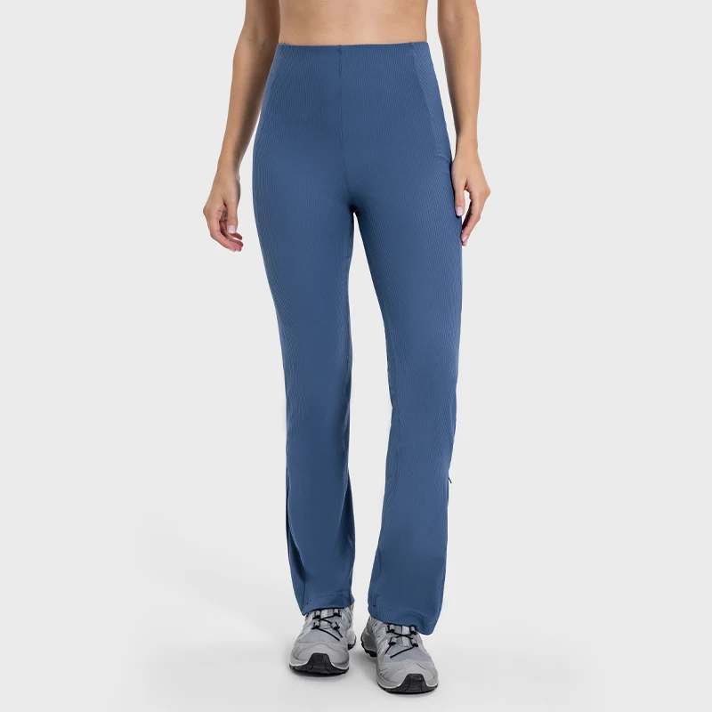 Leggings évasés de sport nus pour femmes, pantalons de gym, collants de fitness, jambe évasée, vêtements de rue décontractés, pantalons à jambes larges, nouveau, 2024