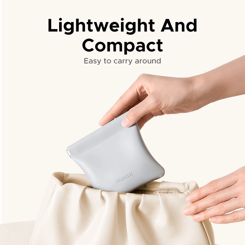 UGREEN Casing Earphone Tas Kulit Magnetik untuk Bluetooth Klip Telinga Terbuka Speaker Mini Nirkabel Headphone In-Ear Tas Penyimpanan Berkabel Kabel