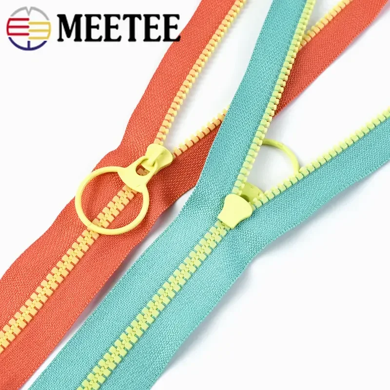 3/5Pcs 3# 15-40cm Close-end Resin Zippers O Ring Zipper Sliders Bag Pocket Decor Zips Repair Kit DIY Garment Sewing Accessories