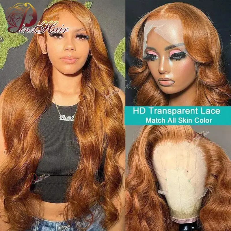 #30 Color Body Wave Lace Front Human Hair Wigs 13x4 Ginger Blonde Wig For Women African Pre-Plucked Transparent Lace  Remy Hair