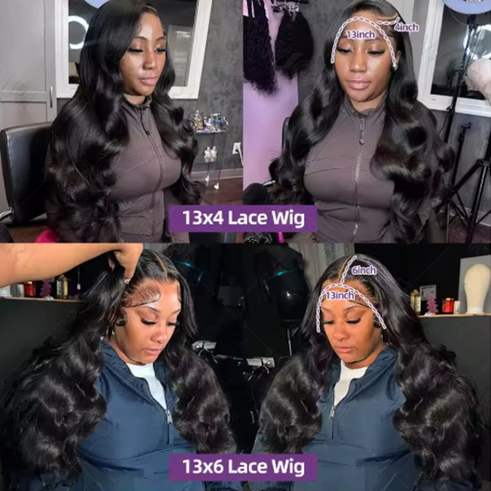 13x6 Body Wave Lace frontal Wig  Human Hair Pre Plucked Glueless 13X4 Brazilian Body Wave HD Transparent Lace Wigs For Women image 5