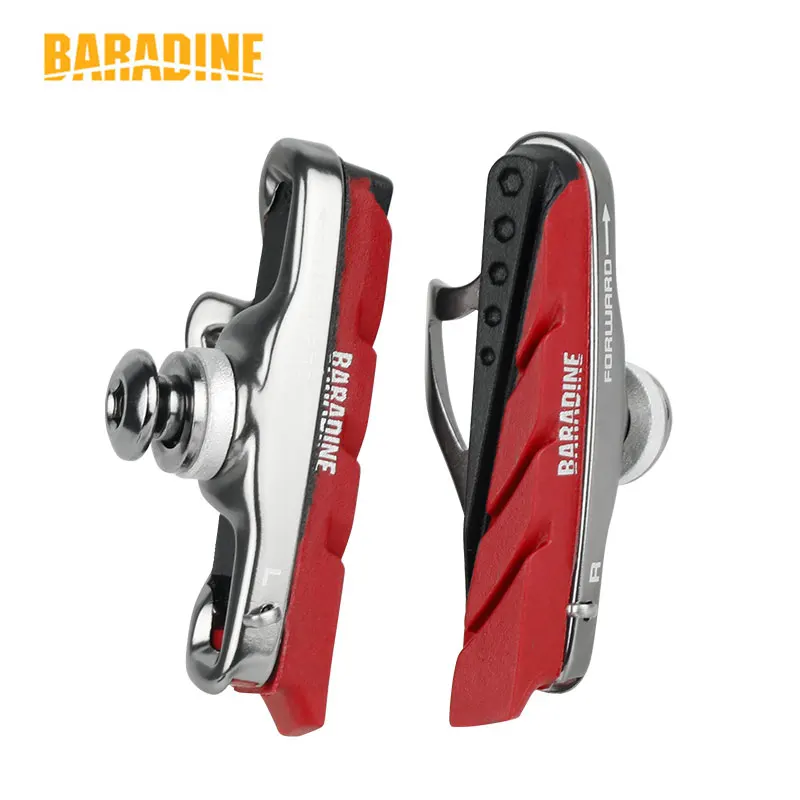 

Road Bike C-Clamp Brake Blocks Baradine Metal Rim Linear Pull C-Brake Friction Pads Light Weight Alum. Shoes Inserts Replaceable