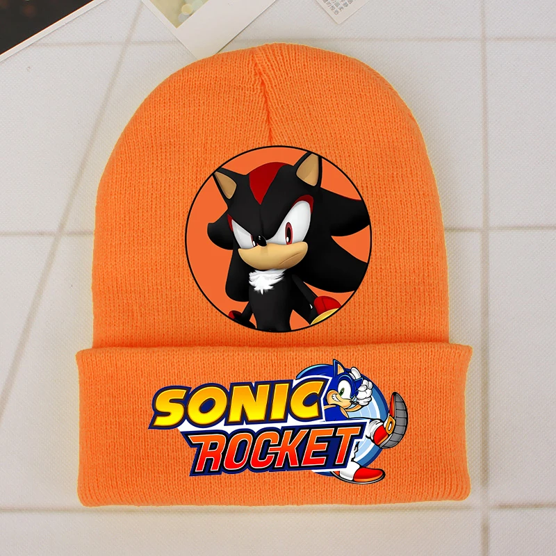 New Sonics Knitted Hats Baby Caps Cartoon Anime Printed Cap Boys Girls Warm Cap Unisex Children Beanie Hat Kids Birthday Gifts