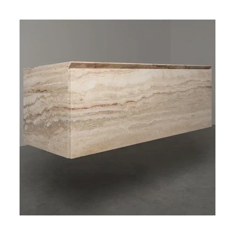 Beige Travertine Stone Bathroom Vanity Sinks Hot sales