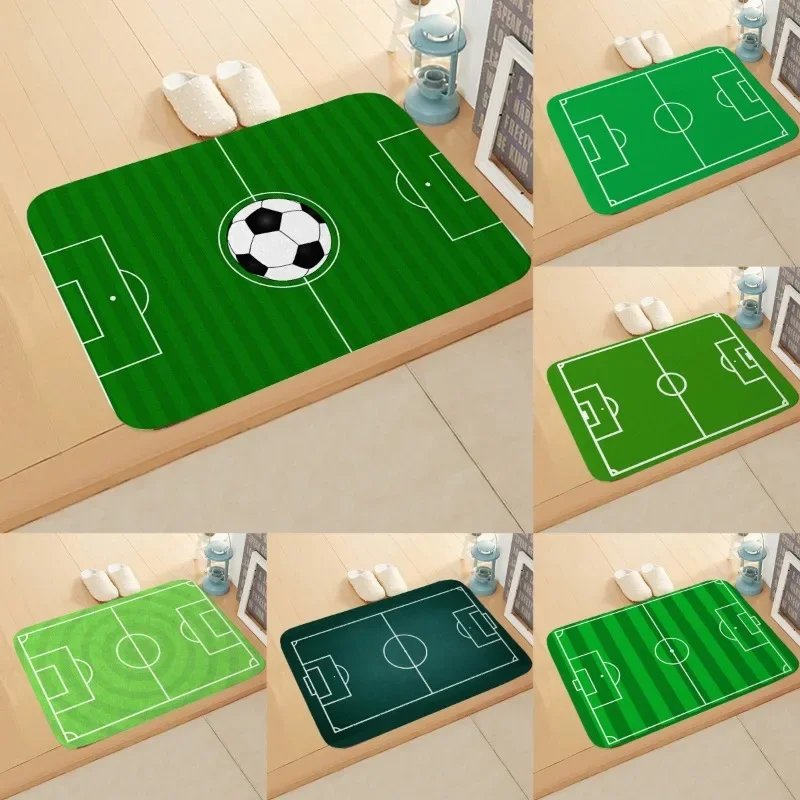 

Football Field Fixed Facecloth Floor Mats Doorway Water-absorbent Rugs Bedroom Playful Area Non-slip Carpets Machine Washable