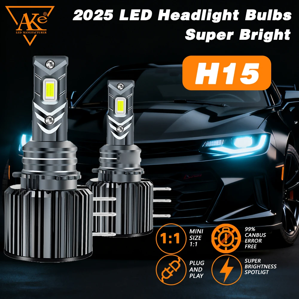 

2025 New H15 LED Headlight CANBUS No Error 300000LM 600W Car LED Bulb H15 Fog Lamps 6000K 12V 24V Automobile Light Plug and Play