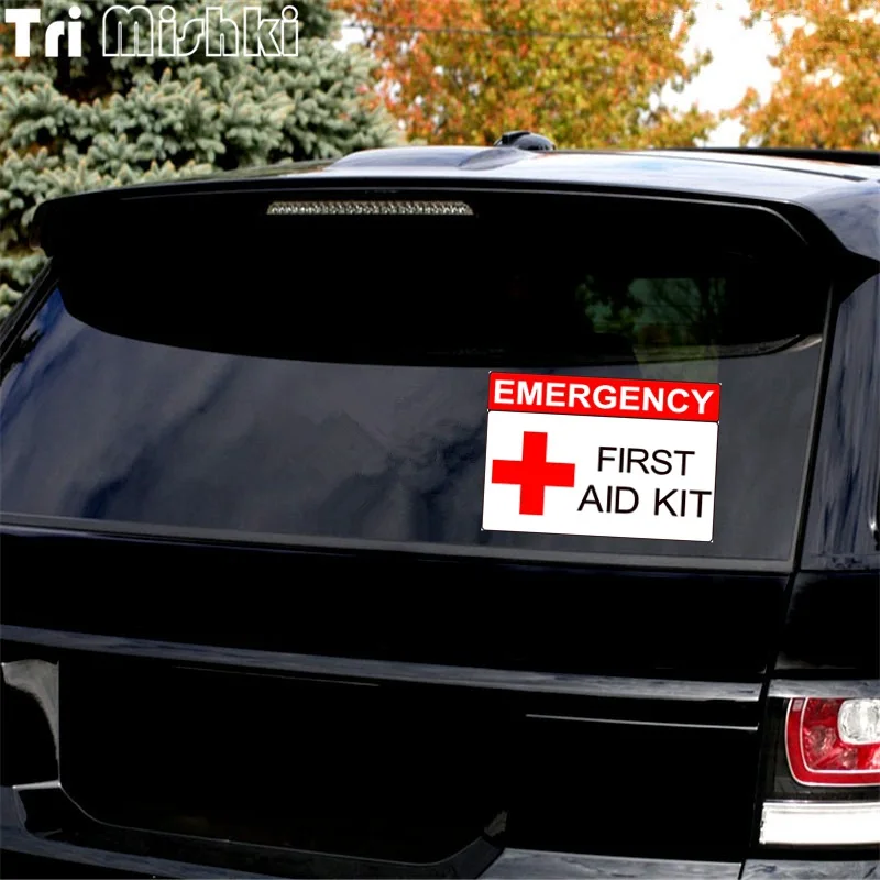 Tri mishki W1181 Safety Sticker Emergency First Aid Kit Car Sticker PVC Decals Motorcycle Sticker on Car Laptop Door Wall Box
