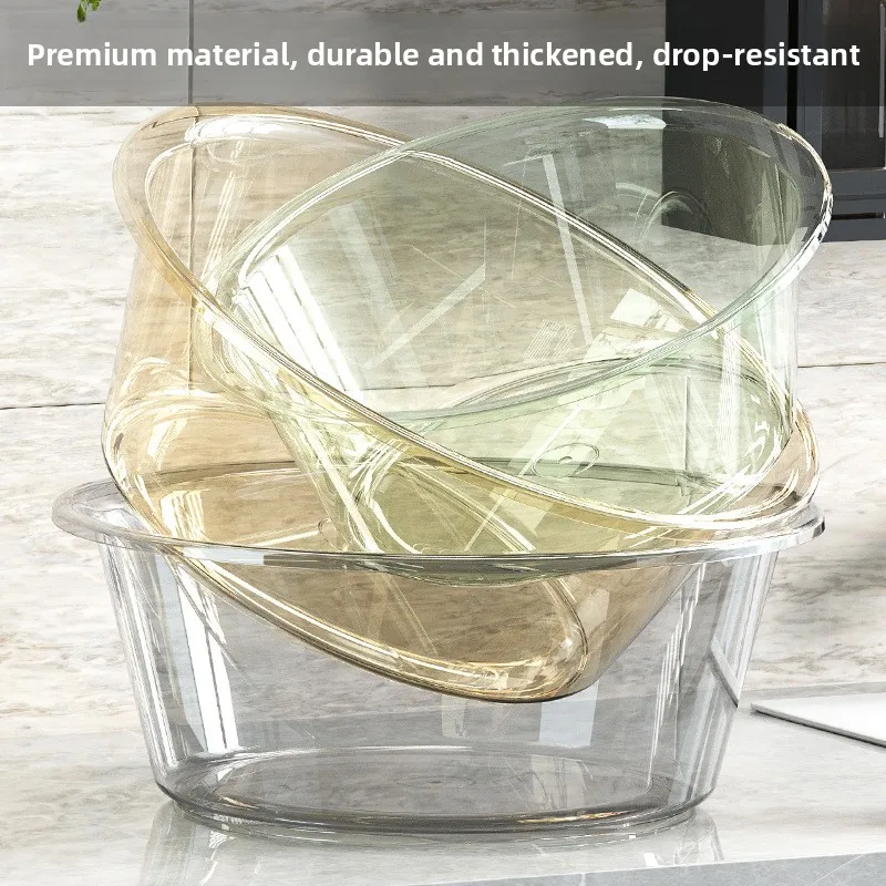 

Large Size Transparent Plastic Face Waing Basin Kitchen Laundry Foot Bath Basin with Handles for Home Use And Dormi