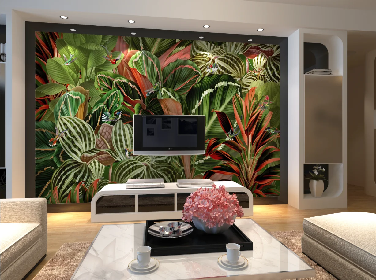 

Обои на заказ в европейском стиле, ретро, растения, цветы, лес, колибри, фреска для спальни, гостиной, фон, настенные обои