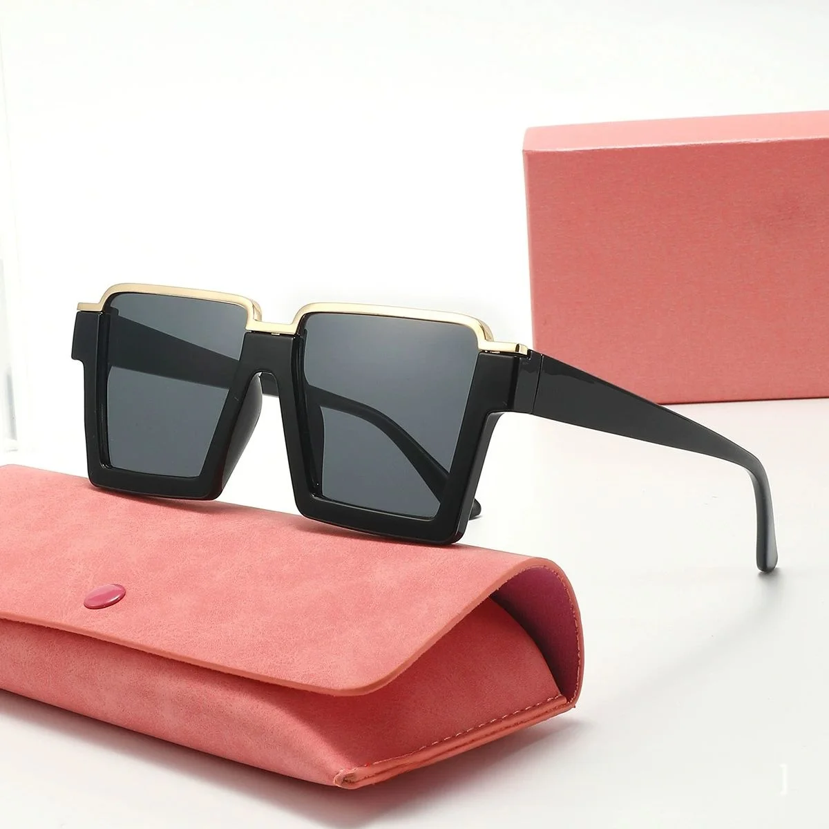 Novos óculos de sol quadrados de meia armação para mulheres estilo ins homens óculos de sol de personalidade hip-hop (DS-2502)