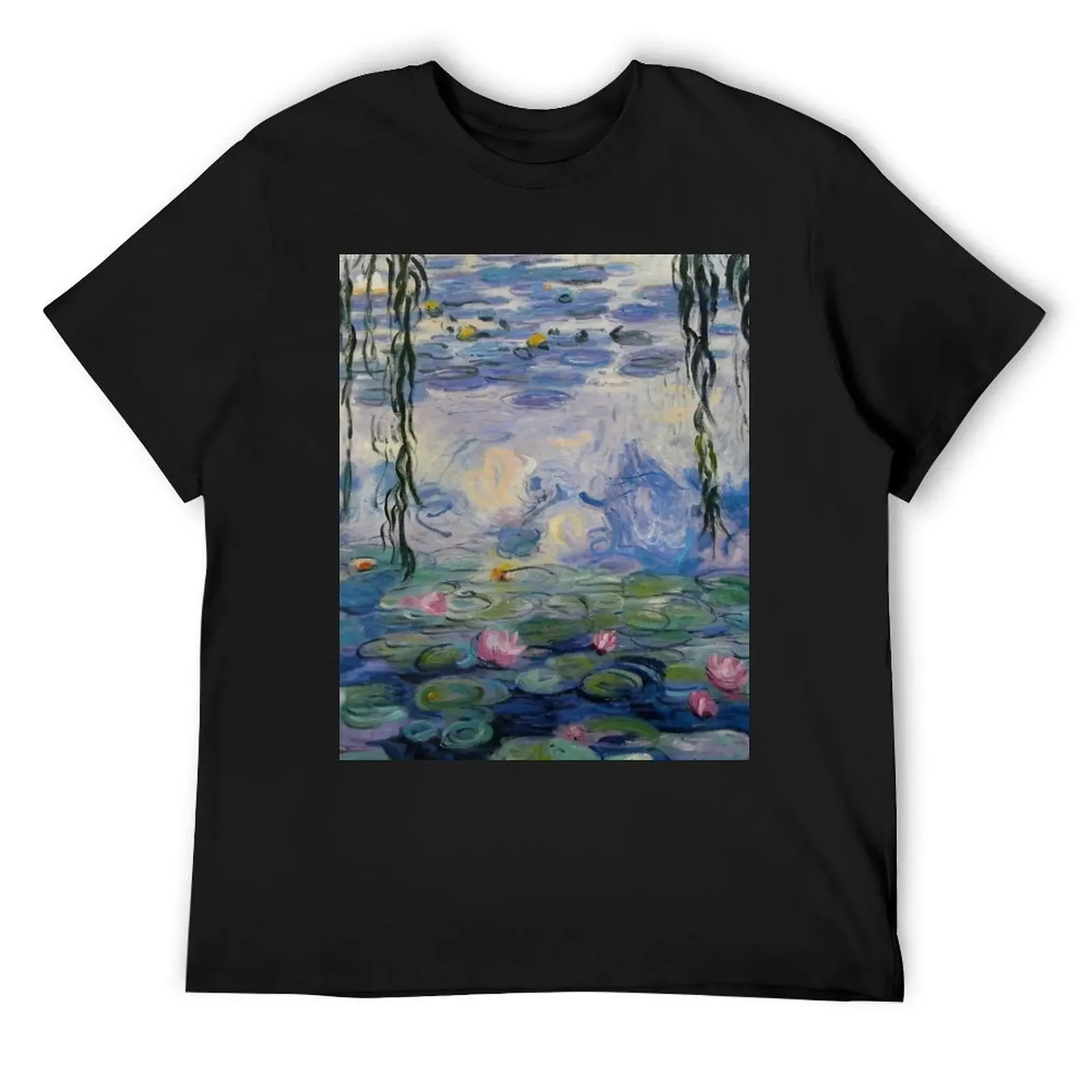 Claude Monet water lilies art painting impressionism T-Shirt plus sizes blacks tops mens graphic t-shirts hip hop