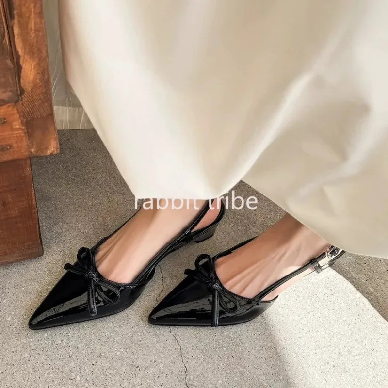 New Fashion Luxury Designer Pointed Women's Shoes with Rear Buckle and Buckle Low Heel Women's Sandals Headless Women's Shoes view 4