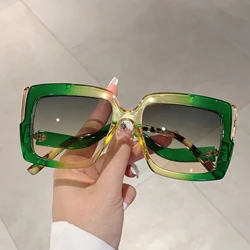 KAMMPT Oversized Square Sunglasses Women Fashion Gradient Multicolor Outdoor Shades Trendy Vintage Brand Design Sun Glasses