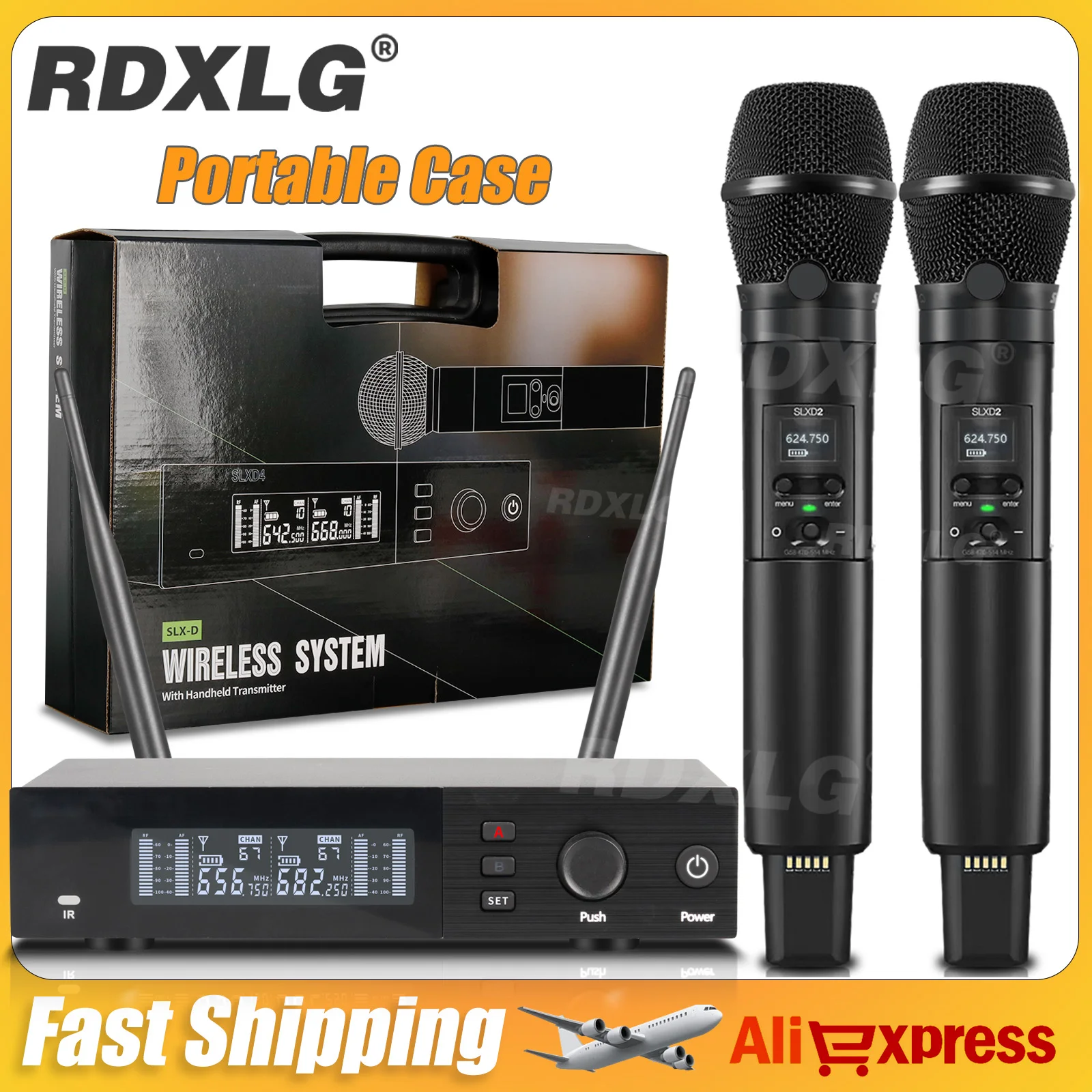 أعلى جودة! ميكروفون لاسلكي مزدوج احترافي SLXD4 600-695 ميجا هرتز أداء المسرح 2 قنوات UHF كاريوكي معدني KSM11 محمول باليد #1