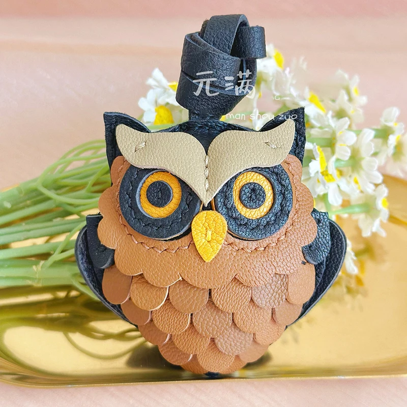 

Мягкая сумка из овечьей кожи ручной работы с совой, очаровательный креативный брелок, уникальный рюкзак, сумки, аксессуар, высокое качество, подвеска для сумки