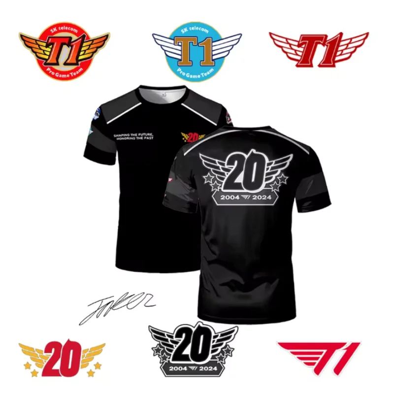 T1 E-sports Club New 20th Anniversary Limited Edition Jersey T-shirts League Of Legends T1 Trendy T Shirt Faker Fan Support Tops