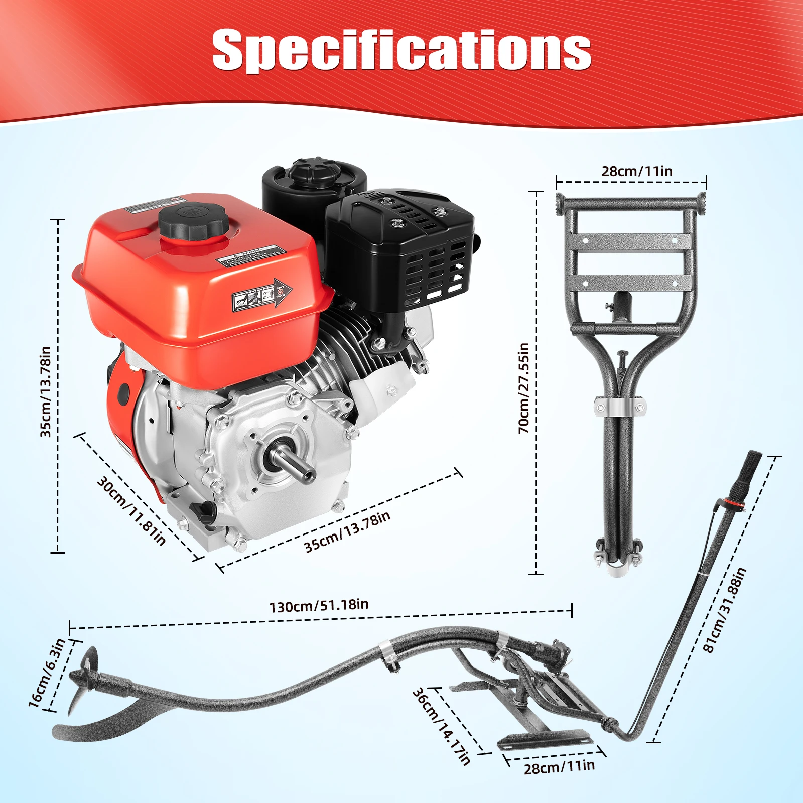 Motore fuoribordo con raffreddamento ad aria a quattro tempi da 7,5 HP e maniglia di controllo e 1 set di staffe per piccole barche Nero e rosso