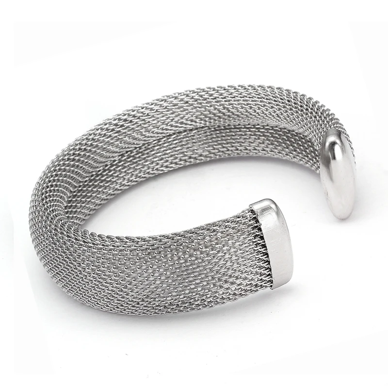 Female Charm Mesh Stainless Steel Bracelets Women Girls Jewelry Trendy Unique Wire Cuff Open Bangles For Party Wedding
