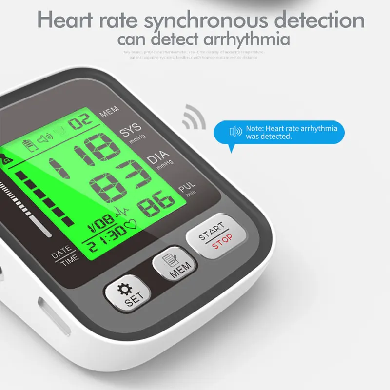 JYouCare Medical Digital Lcd Upper Arm Blood Pressure Monitor cuffs Home Heart rate Meter Tonometers Large cuff Voice Automatic