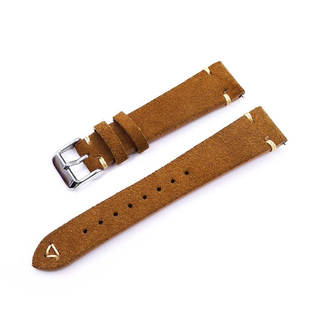 Suede Leather Watch Strap 20mm 22mm for Seiko Stitching Watchbands Quick Release Accessories Vintage Handmade Strap