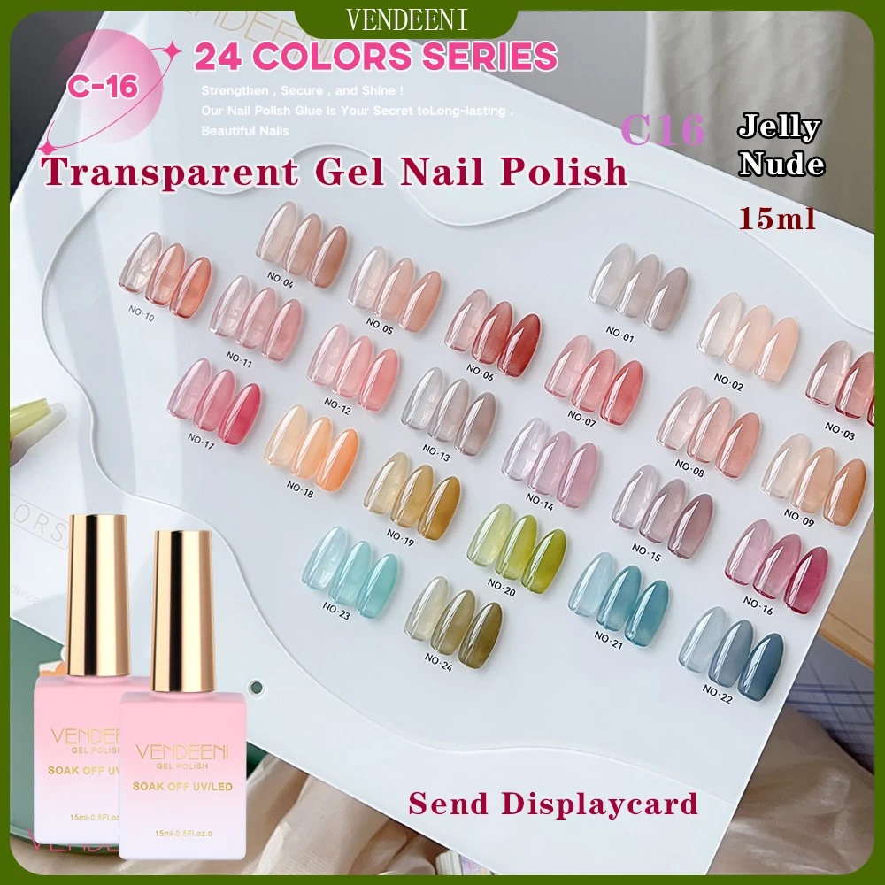 

Vendeeni 24 Colors/Set Nude Skin Jelly Gel Nail Polish UV Soak Off UV LED Transparent Color Nail Gel Varnish Manicure Lacquer