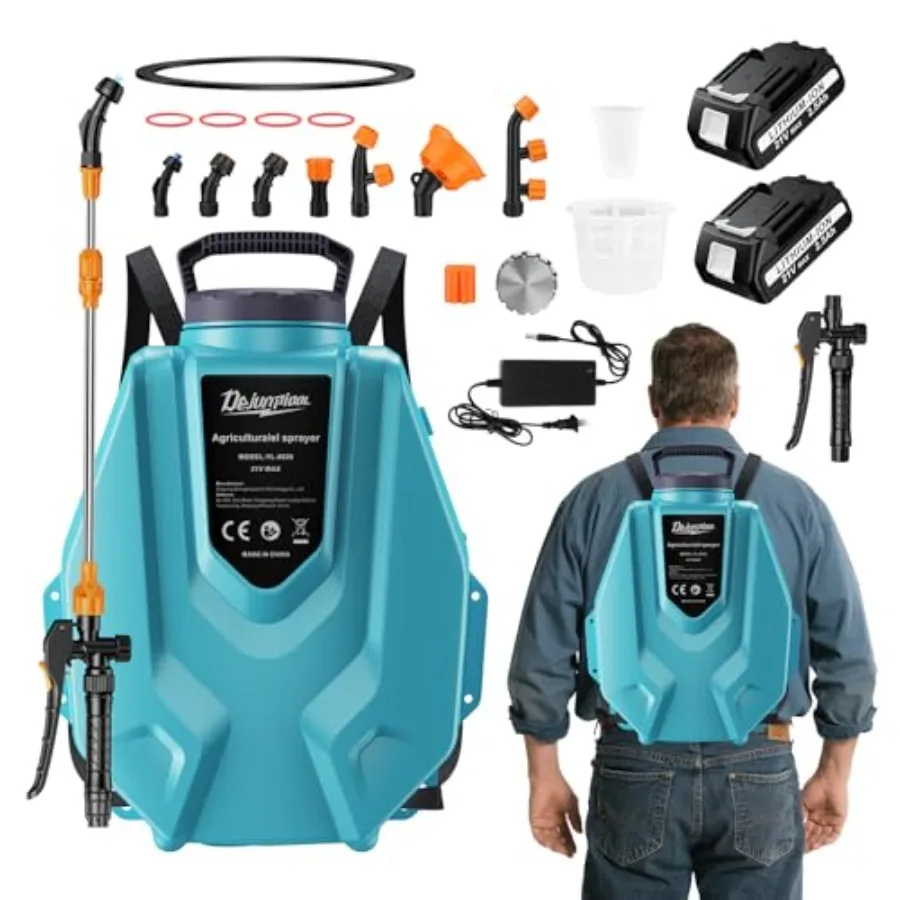 

Battery Powered Backpack Sprayer 3.2 Gallon - 2x2500mAh Battery Garden Sprayer with 7 Nozzles and Telescopic Wand Electric Back