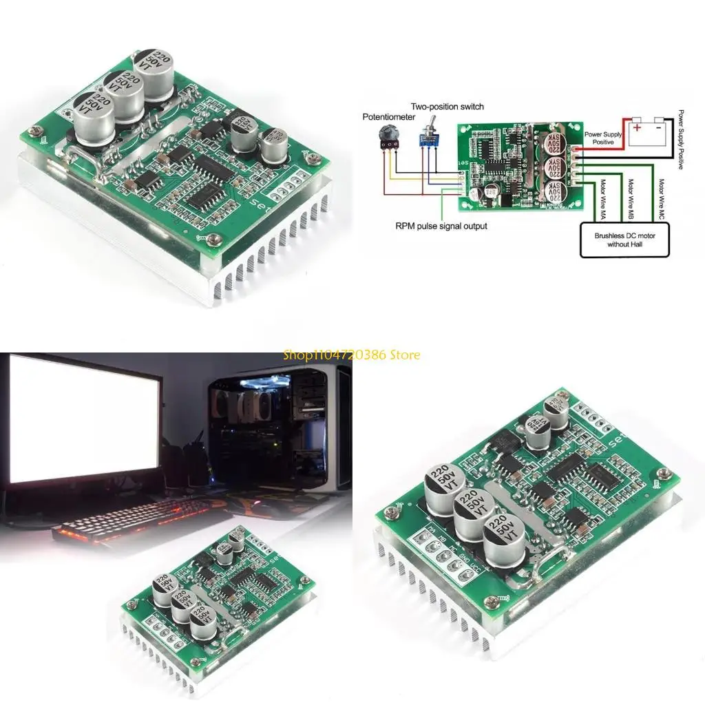 

K0EA DC12-36V 15A Brushless no Hall Motor Driver Board 500W Motor Foward Reverse Speed Controller Switching Module