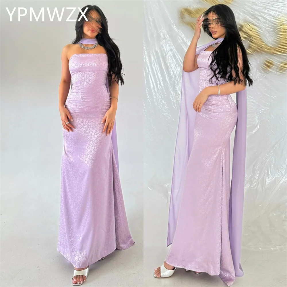 

Customized Evening Dress Formal Party Occasion Women YPMWZX Strapless Column Floor Length Skirts Sequin Bespoke Dresses