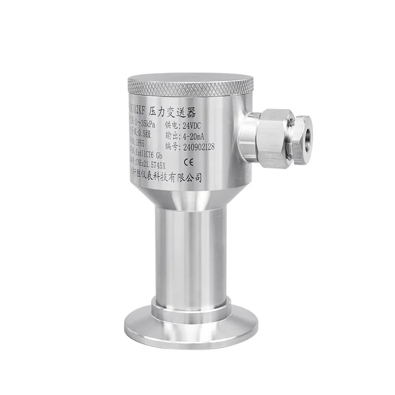 type-hygienique-antideflagrant-tout-en-acier-inoxydable-transmetteur-de-pression-a-couche-plate-de-type-pince-transmetteur-de-niveau-de-liquide