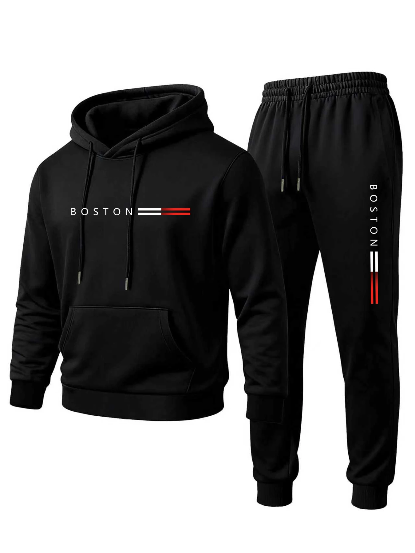 

2025 Autumn/Winter Men's classic hooded sweatshirt set, fashionable Parisian letter print, comfortable and warm sportswear set