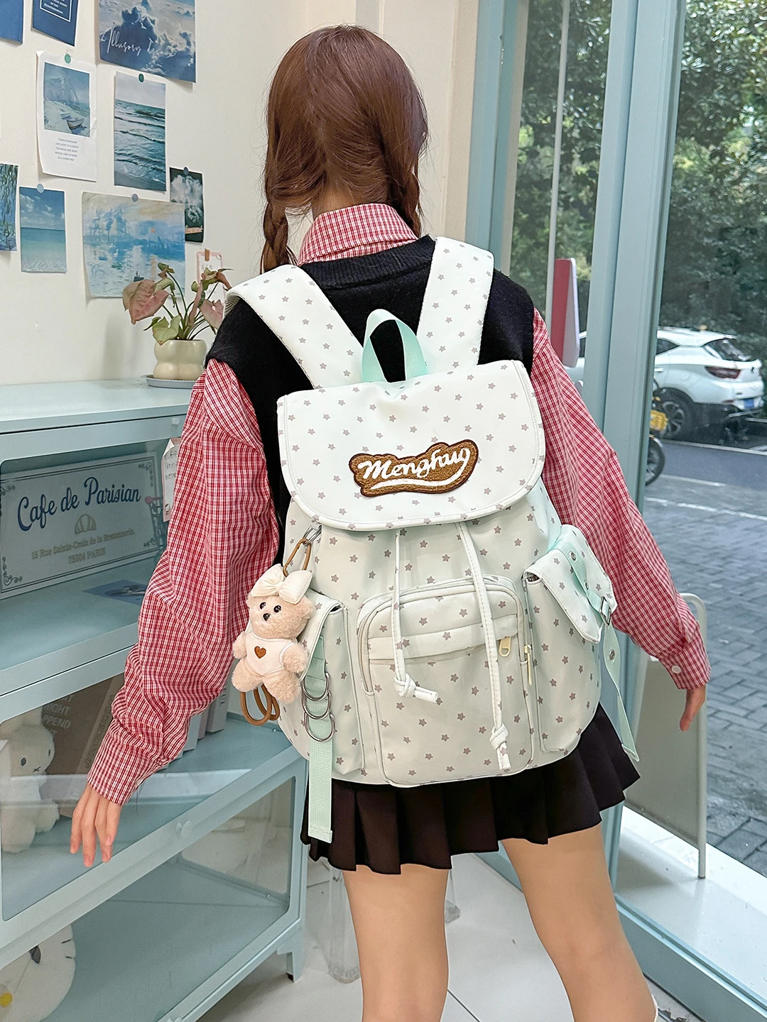 حقيبة ظهر أصلية يومية على طراز الكلية حقيبة كروس شفافة في الحرم الجامعي حقيبة ذات سعة كبيرة للسيدات