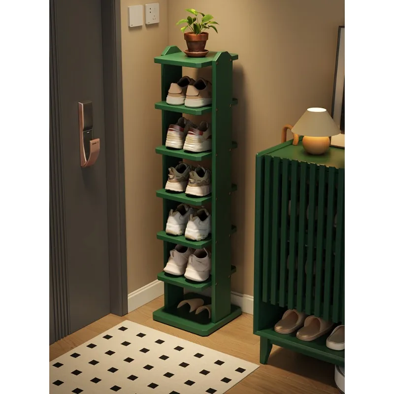 

Solid Wood Slim Shoe Rack 6-Tier Space-Saving Entryway Organizer for Small Spaces Shoe Organizer and Storage Shoe Shelf