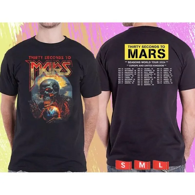 THIRTY SECOND TO MARS SEASONS WORLD UK TOUR 2024.BLACK TSHIRT tshirt