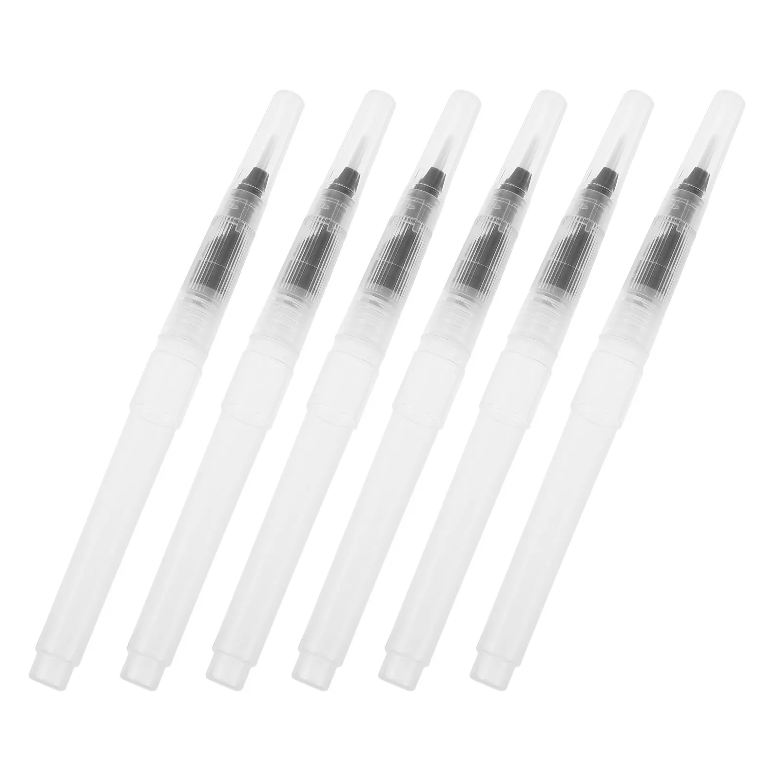 

6Pcs Refillable Water Brush Pens with Flat Tip for Watercolor Art Drawing Outdoor Sketching Transparent Reservoir Watercolor