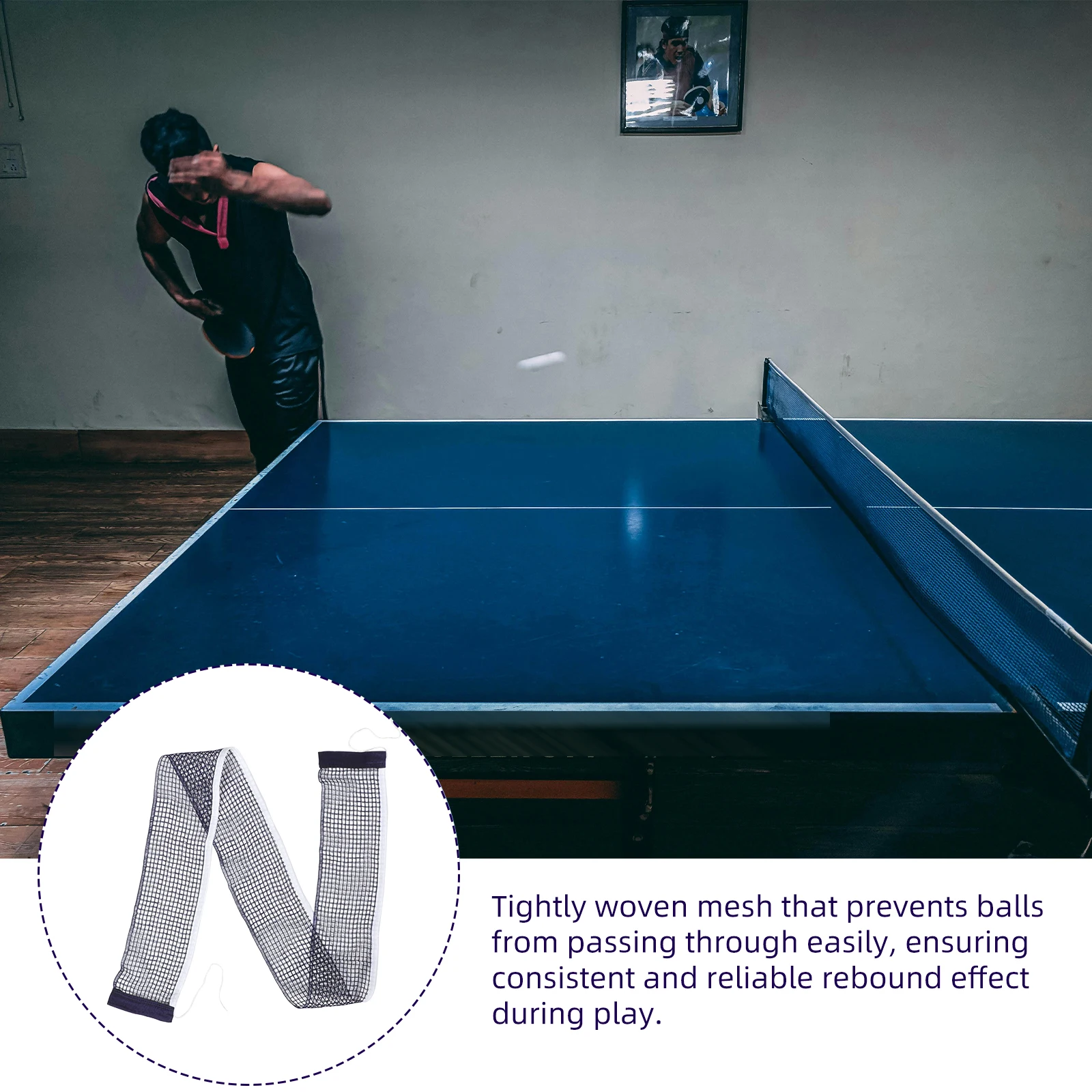 1 Buah Jaring Tenis Meja Jaring Ketat Poliester-Katun Ringan untuk Rebound Tahan Lama Desain Portabel Dapat Dilipat Dalam Ruangan Luar Ruangan