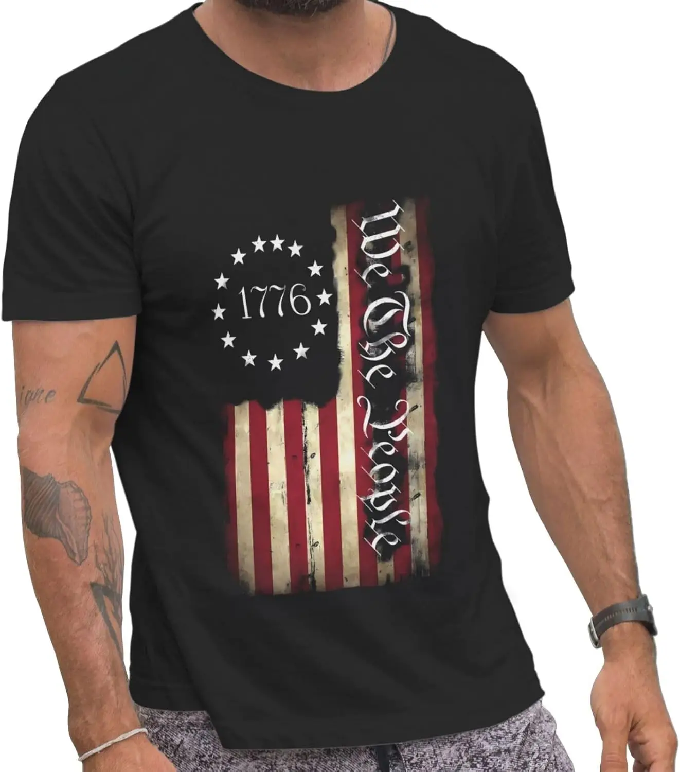 

America Independence Day 4th of July 1776 Mens T-Shirts Cotton Short Crewneck Sleev
